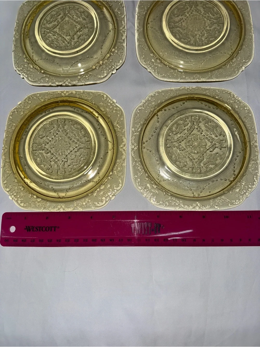 Vintage Amber Depression Glass Dessert Salad Plates Set of 4